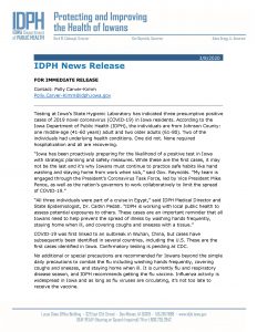 IDPH Press Release 3 8 20 Page 1