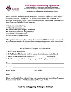 2022 Auxiliary Membership Form