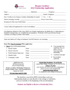 2022 Scholarship Application