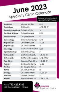 Clinic Calendar June 2023