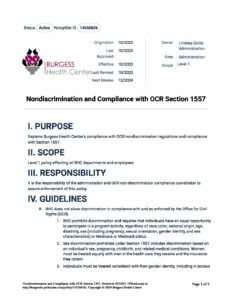Nondiscrimination and Compliance with OCR Section 1557