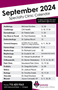 Clinic Calendar September 2024