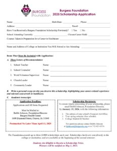 2025 Scholarship Application