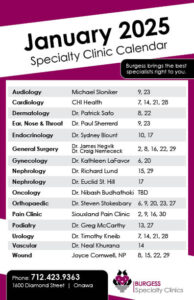 Clinic Calendar January 2025