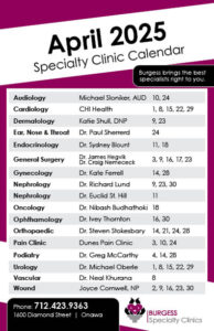 Clinic Calendar April 2025