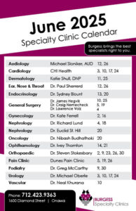 Clinic Calendar June 2025