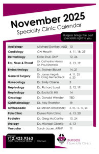 Clinic Calendar November 2025