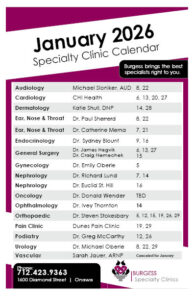 Clinic Calendar January 2026